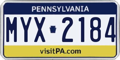 PA license plate MYX2184