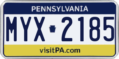 PA license plate MYX2185