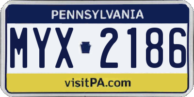 PA license plate MYX2186