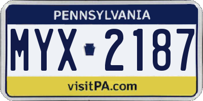 PA license plate MYX2187