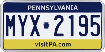 PA license plate MYX2195