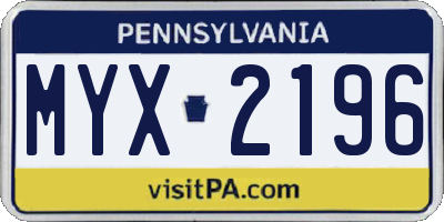 PA license plate MYX2196