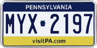 PA license plate MYX2197