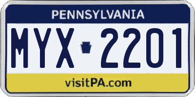 PA license plate MYX2201