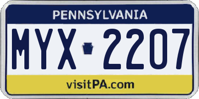 PA license plate MYX2207