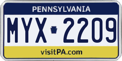 PA license plate MYX2209