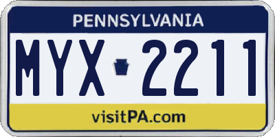 PA license plate MYX2211