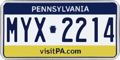 PA license plate MYX2214