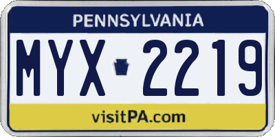 PA license plate MYX2219