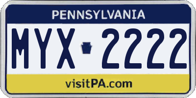 PA license plate MYX2222