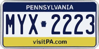 PA license plate MYX2223