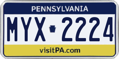 PA license plate MYX2224