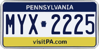 PA license plate MYX2225