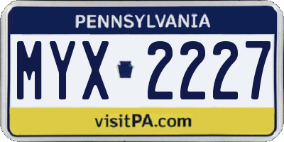 PA license plate MYX2227