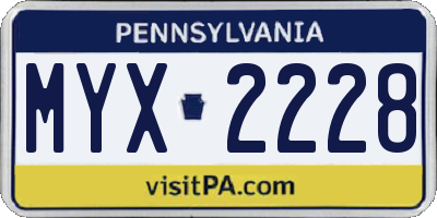 PA license plate MYX2228