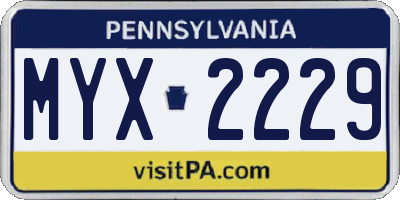 PA license plate MYX2229