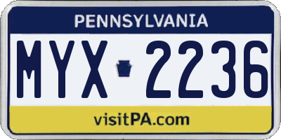 PA license plate MYX2236