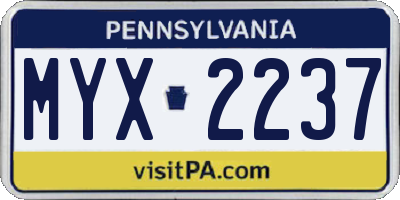 PA license plate MYX2237
