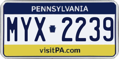 PA license plate MYX2239