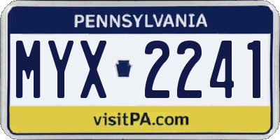 PA license plate MYX2241