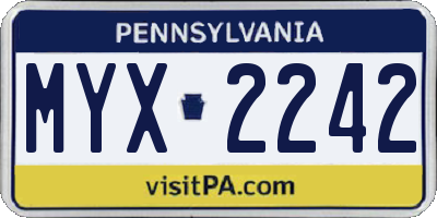 PA license plate MYX2242