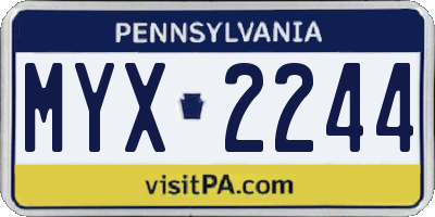 PA license plate MYX2244