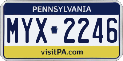 PA license plate MYX2246
