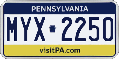 PA license plate MYX2250