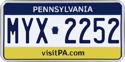 PA license plate MYX2252