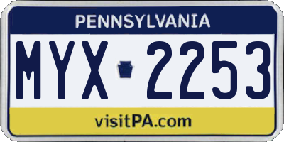 PA license plate MYX2253