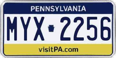 PA license plate MYX2256