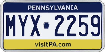 PA license plate MYX2259