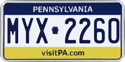 PA license plate MYX2260