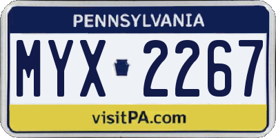 PA license plate MYX2267
