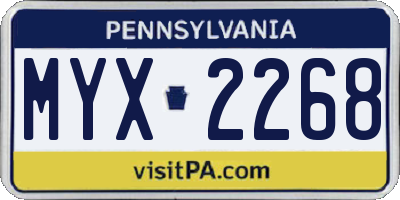 PA license plate MYX2268