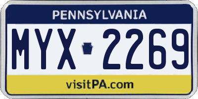 PA license plate MYX2269
