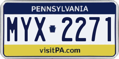 PA license plate MYX2271