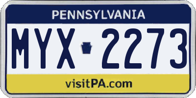 PA license plate MYX2273