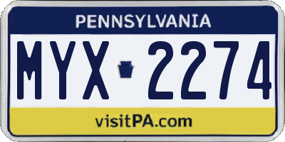 PA license plate MYX2274