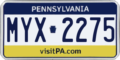 PA license plate MYX2275