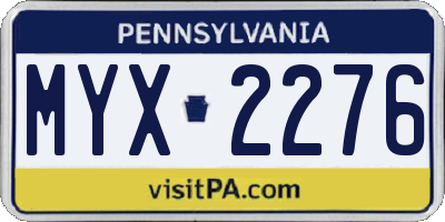 PA license plate MYX2276