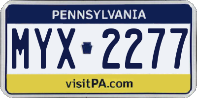 PA license plate MYX2277