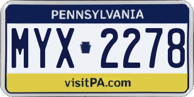 PA license plate MYX2278