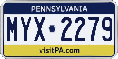 PA license plate MYX2279