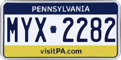 PA license plate MYX2282
