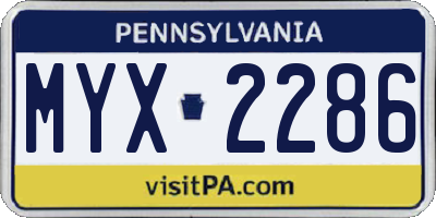 PA license plate MYX2286