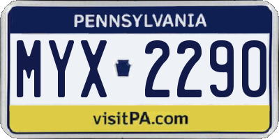 PA license plate MYX2290
