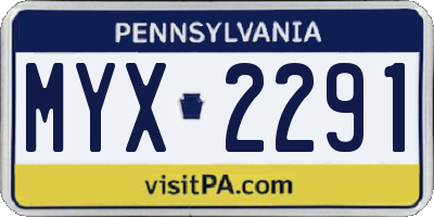 PA license plate MYX2291
