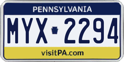 PA license plate MYX2294