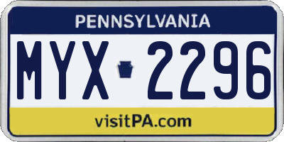 PA license plate MYX2296